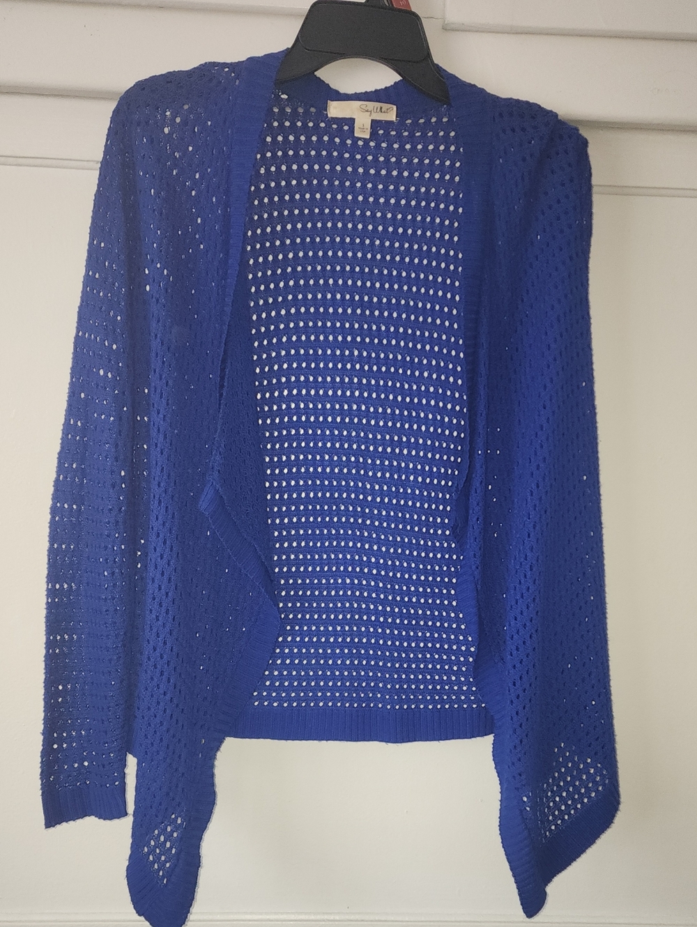 Style & Co. Royal Blue Open Knit Draped Cardigan